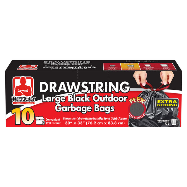 Garbage Bag, Tuff Guy Drawstring Bag Large, Ex-strong 10pk 30"x33"