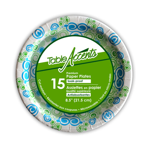 Table Accents Round Paper Plates, 15pk 8.5"[5630022]