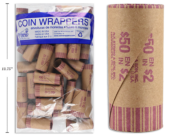 Coin Rollers, paper $2.00  36/pk