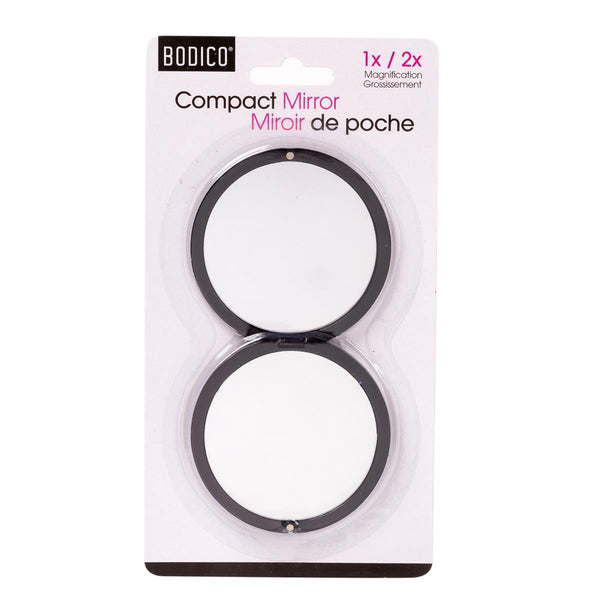 Bodico Round Compact Mirror, 2pk Black[77396]