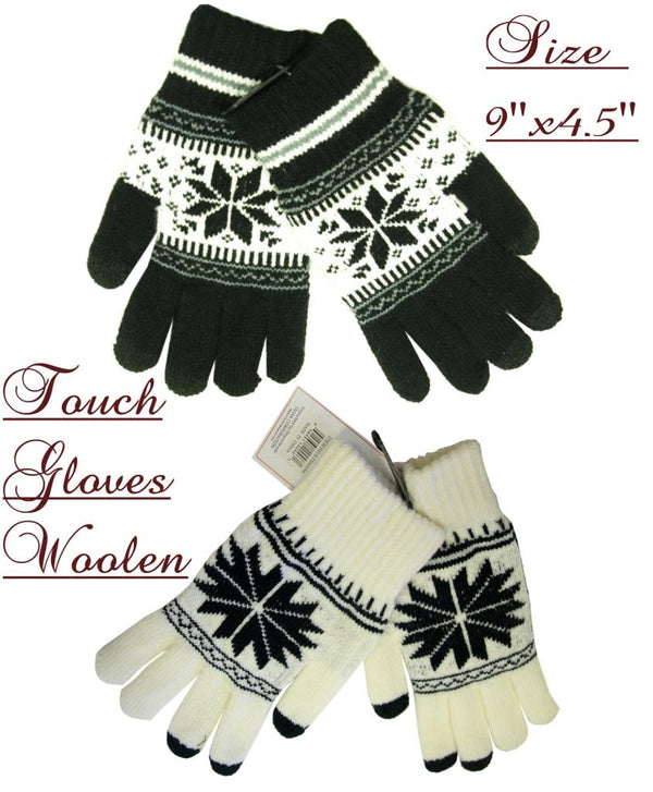 Gloves, Soft Woolen Snowflake and Touch Feature [GTS40096]