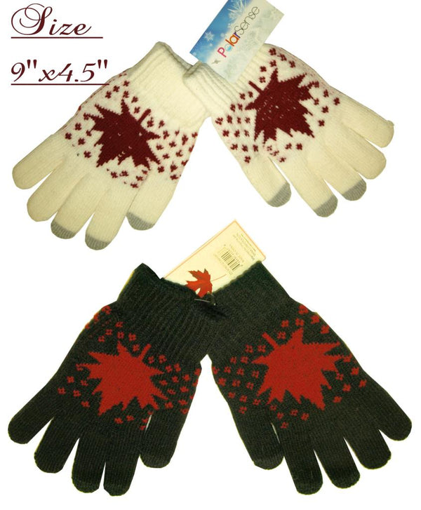 Gloves, Soft Woolen Maple Leaf and Touch Feature [GTS40097]