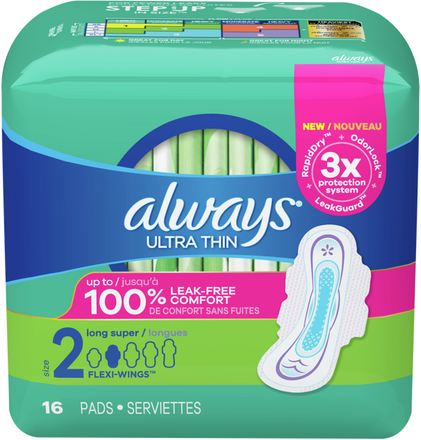Always Ultra Thin Size 2 Long Super 20ct