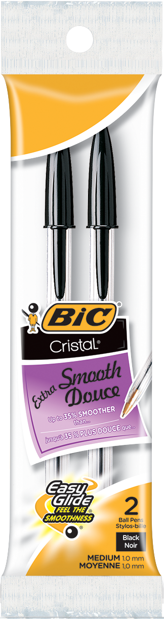 Bic Cristal Extra Smooth Ball Pens 2pk Black
