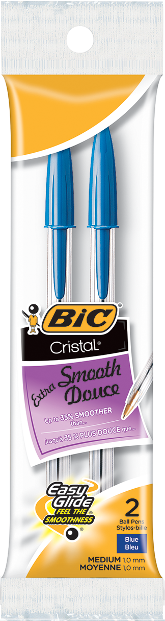 Bic Cristal Extra Smooth Ball Pens 2pk Blue