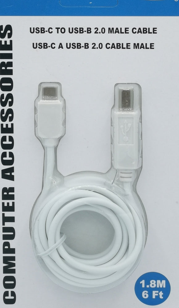Type C to USB 2.0 B Male Cable 6ft [CA2685BC]