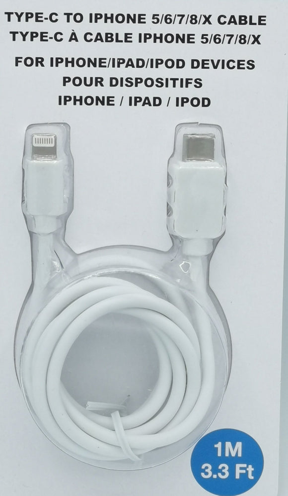 Type C to Iphone 5/6/7/8/X Cable 3.3ft [CA2801BC]