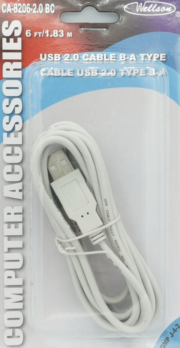 USB 2.0 Printer Cable B-A Type 6ft [CA8206BC]