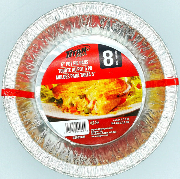 Foil, Titan Foil 5" aluminium pot pie pans 8/pk