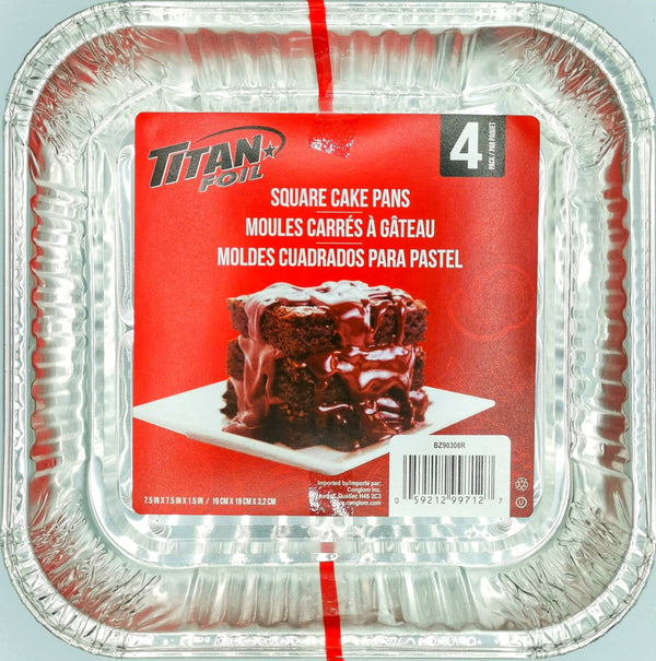 Foil, Titan Foil Square aluminium cake pans 4/pk