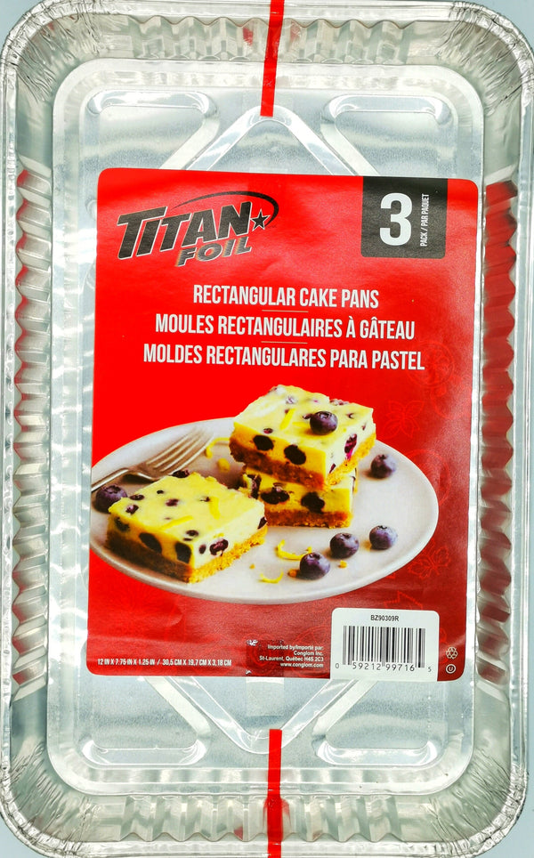 Foil, Titan Foil Rectanglar aluminium cake pans 3/pk