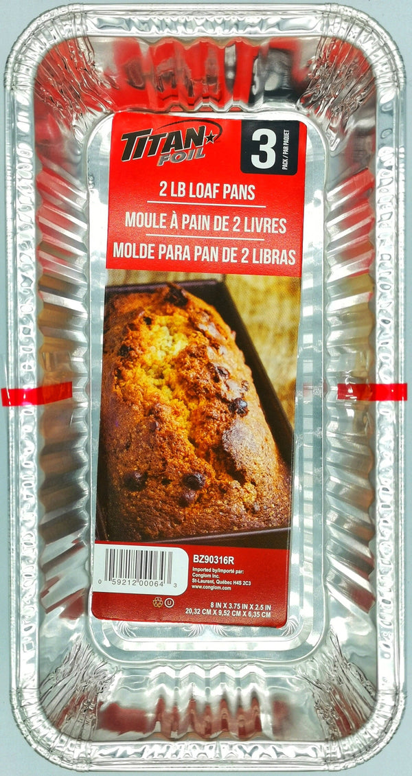 Foil, Titan Foil aluminium 2LB loaf pans 3/pk