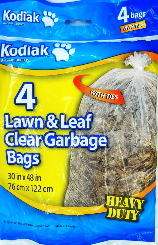 Lawn&leaf Clear Bags, Kodiak 4/pk