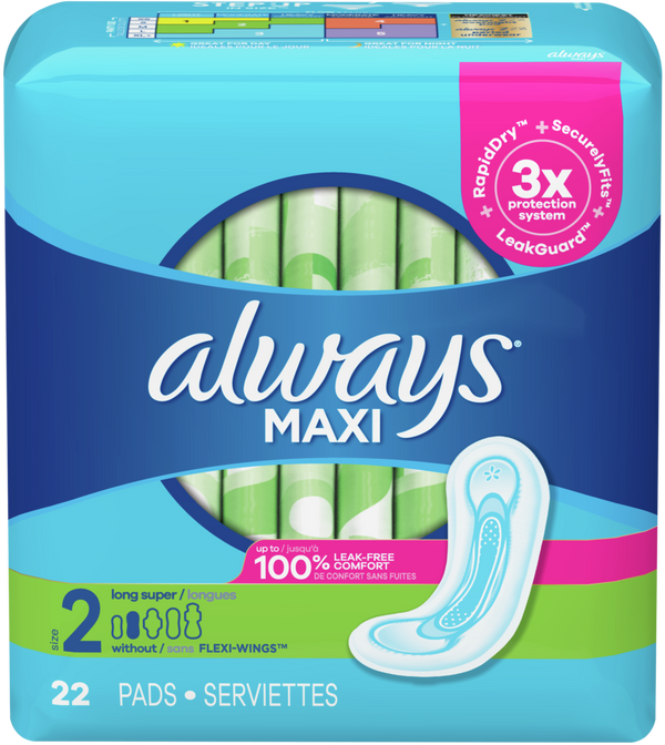 Always Maxi Size 2 Long Super Without Wings 26ct