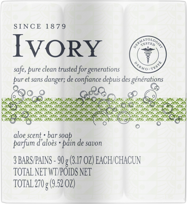 Ivory Aloe Scent Bar Soap 90g 3ct