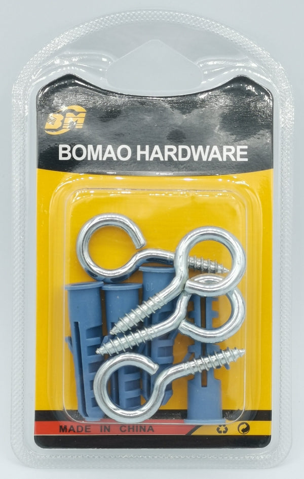 BOMAO, 658125 #12+E10 Screw Eye with Plastic Anchor