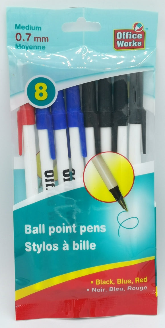 Ball Point Pens 0.7mmx8, 3 color [20406]
