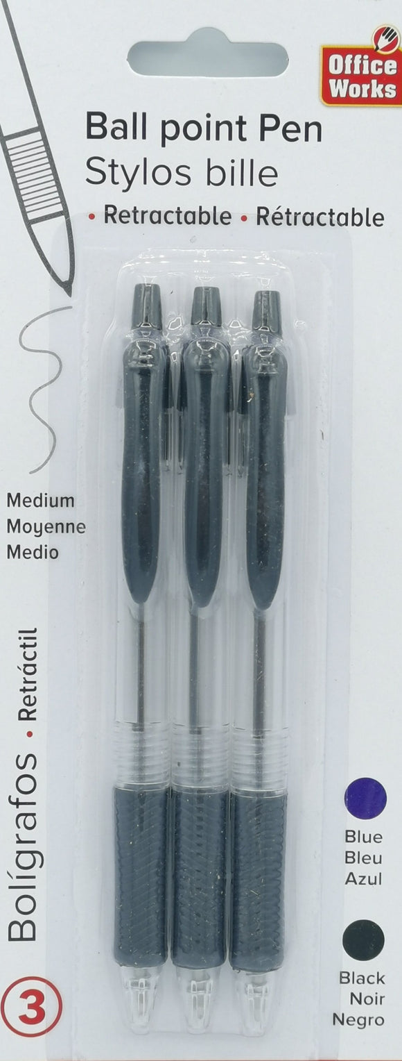 Pen 3pcs Ball Point Retractable Pens [20477]