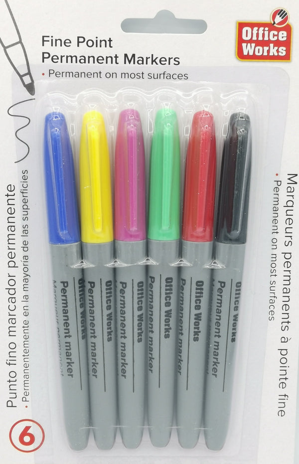 Marker 6pcs Permanet Marker mixed color [20500]