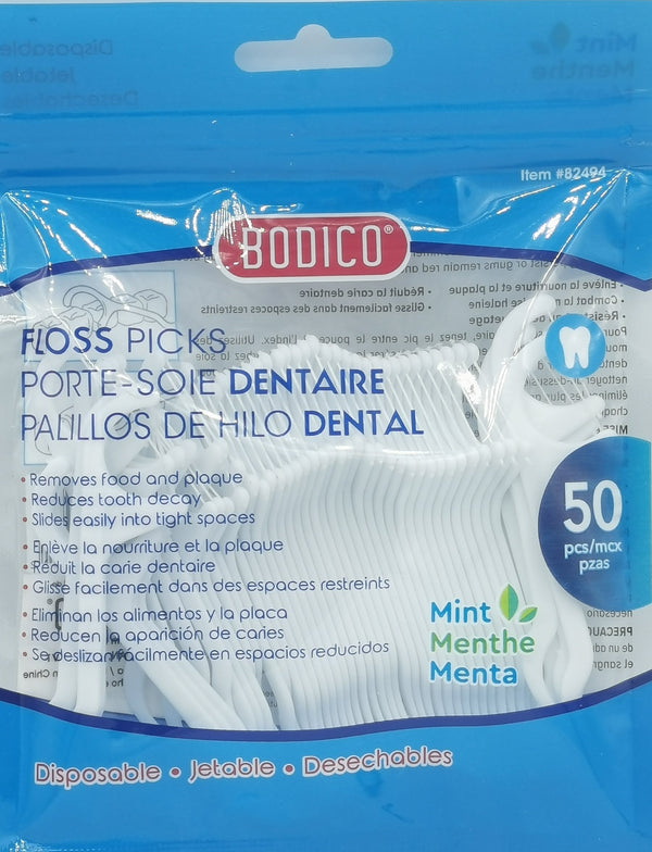 Dental Floss, Bodico 50pcs Floss Picks [82494]