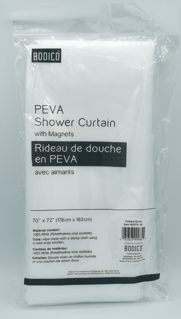 PEVA Shower Curtain Liner w/2 Magnets, White