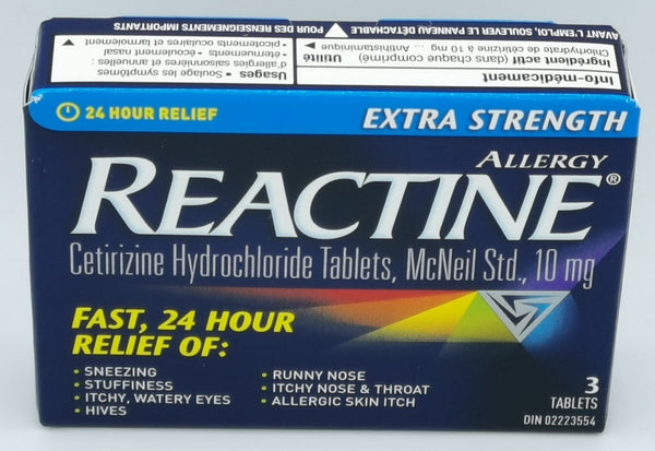 Reactine Extra Strength Allergy Cetirizine Hydrochloride 10mg 3ct