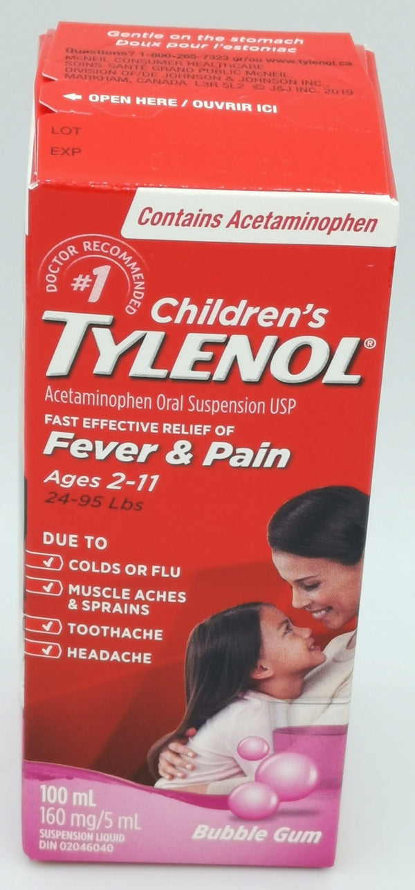 Tylenol Children Fever&Pain Acetaminophen 160mg Bubblegum 100ml