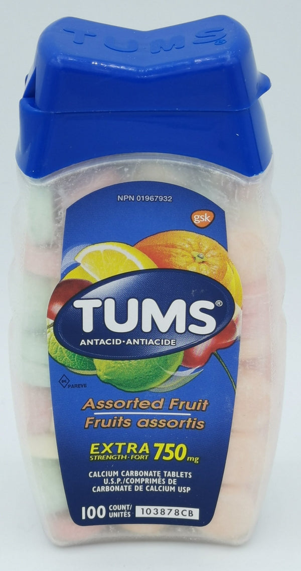 Tums, Assorted Fruit Extra Strength 750mg 100 Count