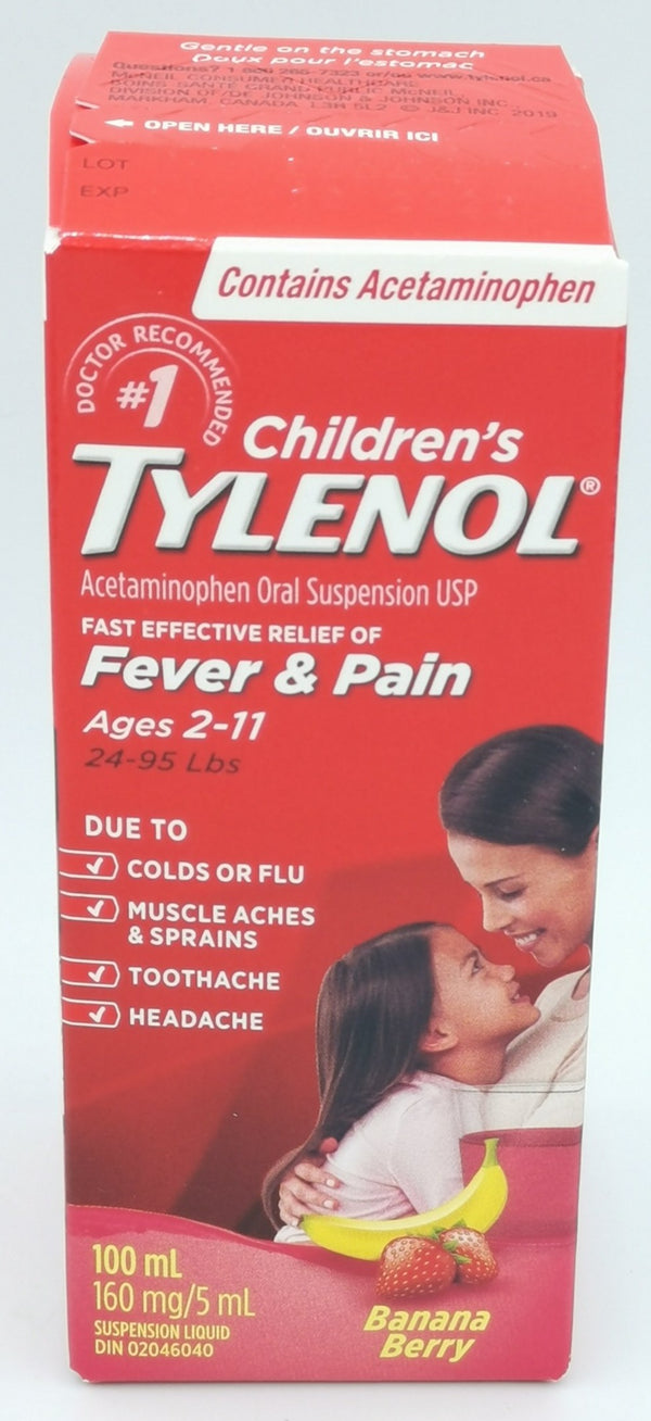 Tylenol Children Fever&Pain Acetaminophen 160mg/5ml Banana&Berry 100ml