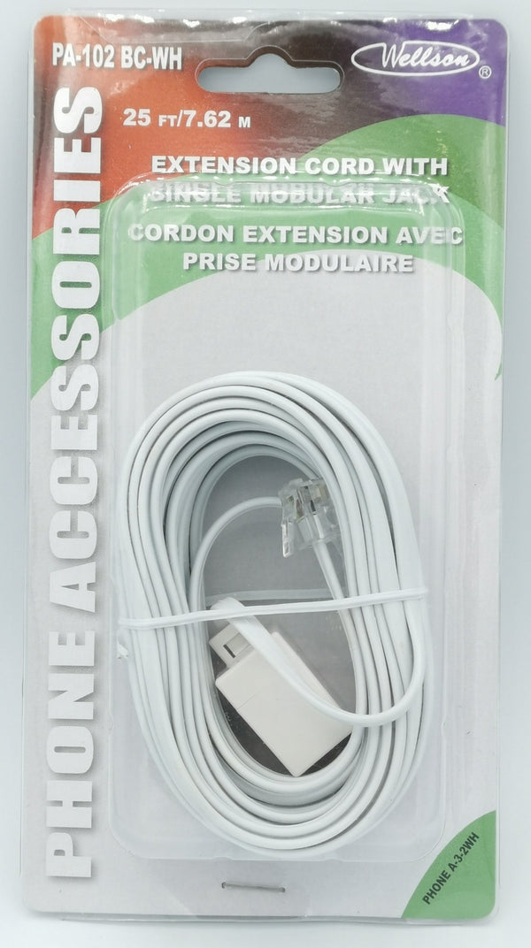 Tele Extension Cord Single Modular Jack 25ft [PA102BC]