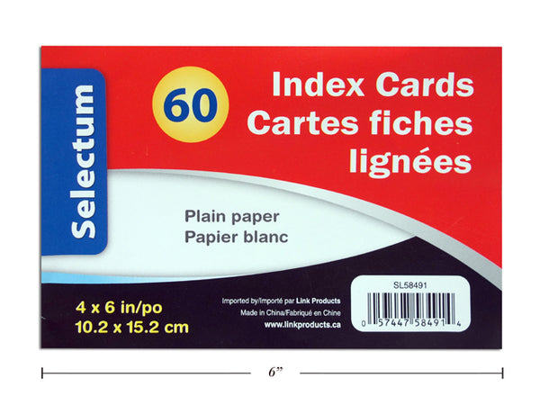 Index Card, 4X6" Plain 60ct(SL58491)
