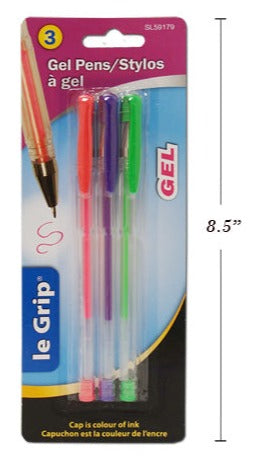 Gel Pen Assort Neon Colors 3pk