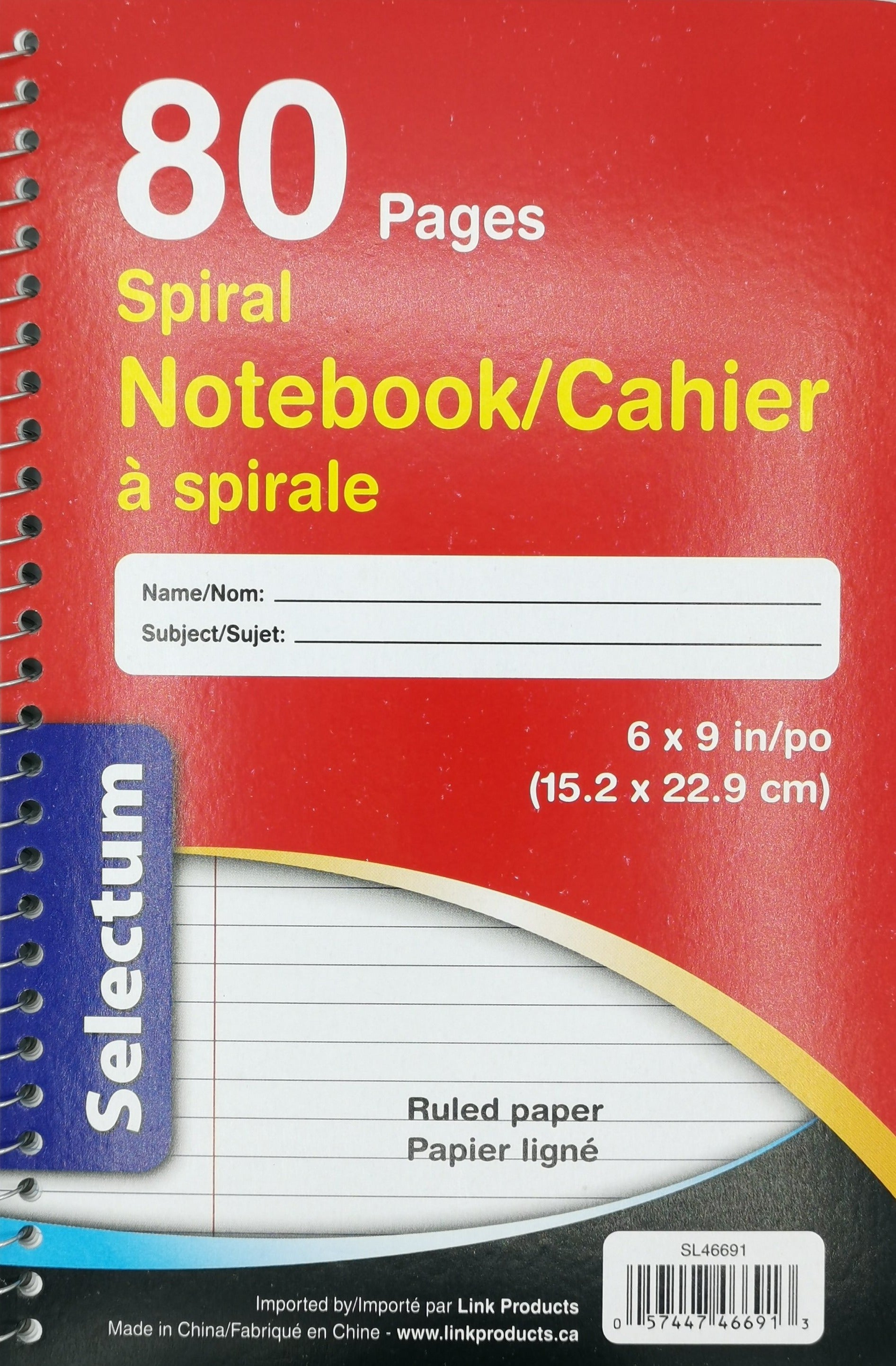 Coil Notebook Ruled paper 6x9