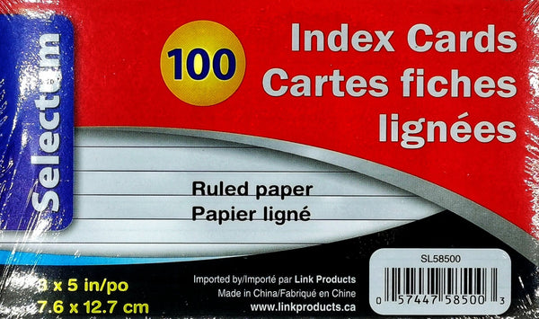 Index Card, 3x5" Ruled 100ct