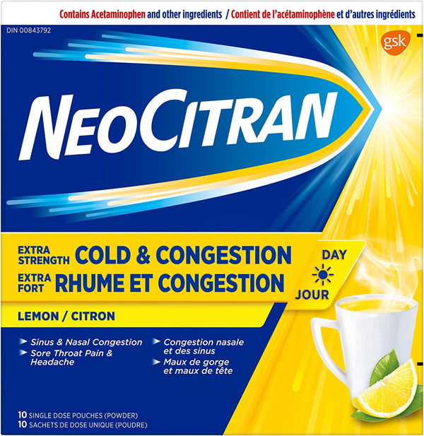 Neocitran Extra Strength Cold&Congestion Lemon 10ct