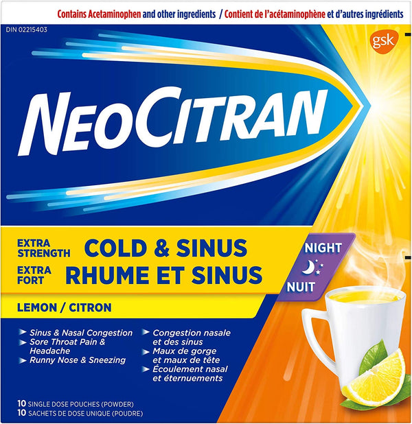 Neocitran Extra Strength Cold&Sinus Lemon 10ct