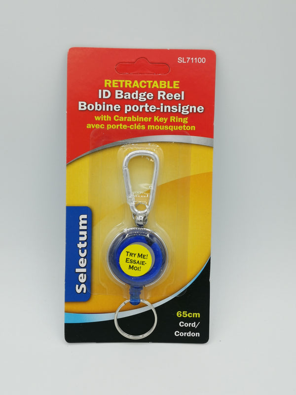 Retractable Plastic Badge Reel w/Key Ring & Carabiner [SL71100]