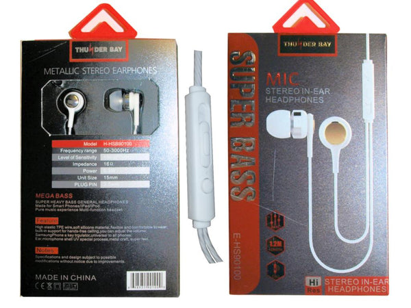 Stereo Earphone, Thunder Bay w Volume & Mic