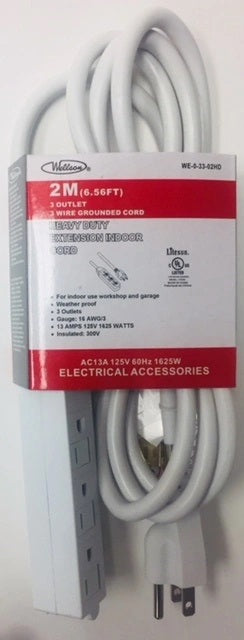 Extension Cord, Indoor Heavy Duty 3 Outlet 2M [WE03302HD]