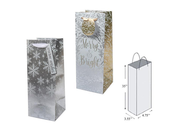 Gift Bag Bottle Xmas White snowflake [31113]