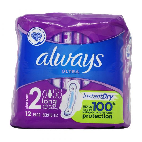 Always Ultra 12ct Long Wings Size 2