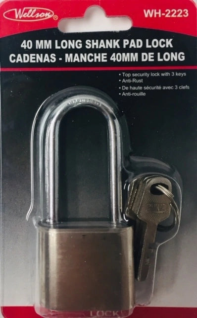 Locks, Brass Lock 40mm Long Shackle [WH2223]